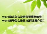 word腳注怎么設(shè)置每頁重新編號（word編號怎么設(shè)置 如何設(shè)置介紹）