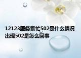 12123服務(wù)繁忙502是什么情況 出現(xiàn)502是怎么回事
