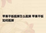 蘋(píng)果平板截屏怎么截屏 蘋(píng)果平板如何截屏