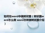 如何在word中做樹狀圖（樹狀圖word怎么做 word怎樣做樹狀圖介紹）
