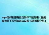 wps如何利用有效性制作下拉列表（數(shù)據(jù)有效性下拉列表怎么設(shè)置 設(shè)置教程介紹）
