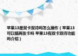 蘋果13是雙卡雙待嗎怎么操作（蘋果13可以插兩張卡嗎 蘋果13有雙卡雙待功能嗎介紹）