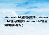 vivo watch2通知只震動(dòng)（vivowatch2能用微信嗎 vivowatch2能回復(fù)微信嗎介紹）