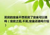 買房的定金不想買房了定金可以退嗎（定房之后,不買,定金還退嗎介紹）