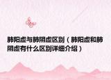 肺陽虛與肺陰虛區(qū)別（肺陽虛和肺陰虛有什么區(qū)別詳細介紹）