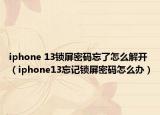 iphone 13鎖屏密碼忘了怎么解開（iphone13忘記鎖屏密碼怎么辦）
