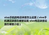 vivo手機(jī)的電話錄音怎么設(shè)置（vivo手機(jī)通話錄音在哪里設(shè)置 vivo電話錄音設(shè)置在哪里介紹）