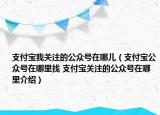 支付寶我關(guān)注的公眾號在哪兒（支付寶公眾號在哪里找 支付寶關(guān)注的公眾號在哪里介紹）