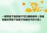 一樓帶地下室的房子可以做廚房嗎（有誰知道買帶地下室房子到底好不好介紹）