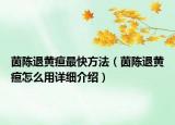 茵陳退黃疸最快方法（茵陳退黃疸怎么用詳細(xì)介紹）