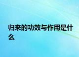 歸來(lái)的功效與作用是什么