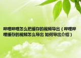 嗶哩嗶哩怎么把緩存的視頻導出（嗶哩嗶哩緩存的視頻怎么導出 如何導出介紹）