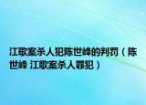 江歌案殺人犯陳世峰的判罰（陳世峰 江歌案殺人罪犯）