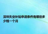 深圳失業(yè)補(bǔ)貼申請條件有哪些多少錢一個月