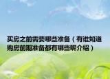 買房之前需要哪些準(zhǔn)備（有誰知道購房前期準(zhǔn)備都有哪些呢介紹）