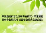 蘋果原相機(jī)怎么沒有專業(yè)模式（蘋果原相機(jī)有專業(yè)模式嗎 設(shè)置專業(yè)模式在哪介紹）
