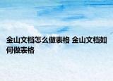 金山文檔怎么做表格 金山文檔如何做表格
