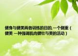 健身與健美兩者訓(xùn)練的目的,一個(gè)側(cè)重（健美 一種強(qiáng)調(diào)肌肉健壯與美的活動(dòng)）