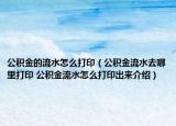 公積金的流水怎么打?。üe金流水去哪里打印 公積金流水怎么打印出來(lái)介紹）