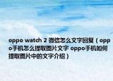oppo watch 2 微信怎么文字回復(fù)（oppo手機(jī)怎么提取圖片文字 oppo手機(jī)如何提取圖片中的文字介紹）