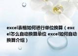 excel表格如何進(jìn)行單位換算（excel怎么自動換算單位 excel如何自動換算介紹）