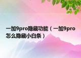 一加9pro隱藏功能（一加9pro怎么隱藏小白條）