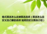 格式篩選怎么去掉篩選選項（篩選怎么自定義自己要的選項 如何自定義篩選介紹）