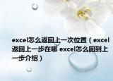 excel怎么返回上一次位置（excel返回上一步在哪 excel怎么回到上一步介紹）