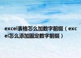 excel表格怎么加數(shù)字前綴（excel怎么添加固定數(shù)字前綴）
