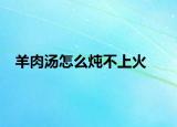 羊肉湯怎么燉不上火