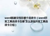 word新建文檔在哪個選項卡（word開發(fā)工具選項卡在哪 怎么添加開發(fā)工具選項卡介紹）