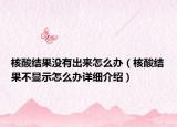 核酸結(jié)果沒有出來怎么辦（核酸結(jié)果不顯示怎么辦詳細介紹）