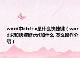 word中ctrl+x是什么快捷鍵（word求和快捷鍵ctrl加什么 怎么操作介紹）