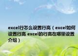 excel行怎么設(shè)置行高（excel如何設(shè)置行高 excel的行高在哪里設(shè)置介紹）