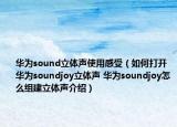華為sound立體聲使用感受（如何打開華為soundjoy立體聲 華為soundjoy怎么組建立體聲介紹）