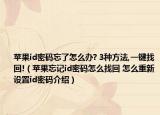 蘋(píng)果id密碼忘了怎么辦? 3種方法,一鍵找回!（蘋(píng)果忘記id密碼怎么找回 怎么重新設(shè)置id密碼介紹）
