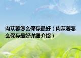 肉蓯蓉怎么保存最好（肉蓯蓉怎么保存最好詳細(xì)介紹）