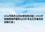 vivo手機怎么開啟麥克風功能（vivo手機微信揚聲器怎么打開 怎么打開麥克風權限介紹）