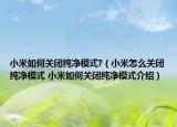 小米如何關(guān)閉純凈模式?（小米怎么關(guān)閉純凈模式 小米如何關(guān)閉純凈模式介紹）