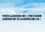 蘋果怎么設(shè)置短信攔截?（蘋果手機哪里設(shè)置短信攔截 怎么設(shè)置短信攔截介紹）