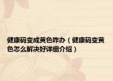 健康碼變成黃色咋辦（健康碼變黃色怎么解決好詳細(xì)介紹）
