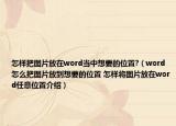 怎樣把圖片放在word當中想要的位置?（word怎么把圖片放到想要的位置 怎樣將圖片放在word任意位置介紹）