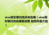 vivo雙引擎閃充開關在哪（vivo雙引擎閃充在哪里設置 如何開啟介紹）