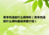 煮羊肉湯放什么調(diào)味料（煮羊肉湯放什么調(diào)料最佳詳細(xì)介紹）