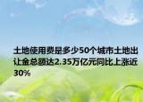 土地使用費(fèi)是多少50個(gè)城市土地出讓金總額達(dá)2.35萬億元同比上漲近30%