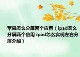 蘋果怎么分屏兩個(gè)應(yīng)用（ipad怎么分屏兩個(gè)應(yīng)用 ipad怎么實(shí)現(xiàn)左右分屏介紹）