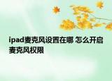 ipad麥克風設(shè)置在哪 怎么開啟麥克風權(quán)限