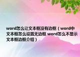 word怎么讓文本框沒有邊框（word中文本框怎么設(shè)置無邊框 word怎么不顯示文本框邊框介紹）