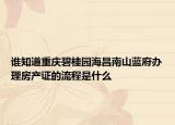 誰知道重慶碧桂園海昌南山藍(lán)府辦理房產(chǎn)證的流程是什么