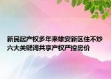 新民居產(chǎn)權(quán)多年來雄安新區(qū)住不炒六大關(guān)鍵詞共享產(chǎn)權(quán)嚴(yán)控房價(jià)